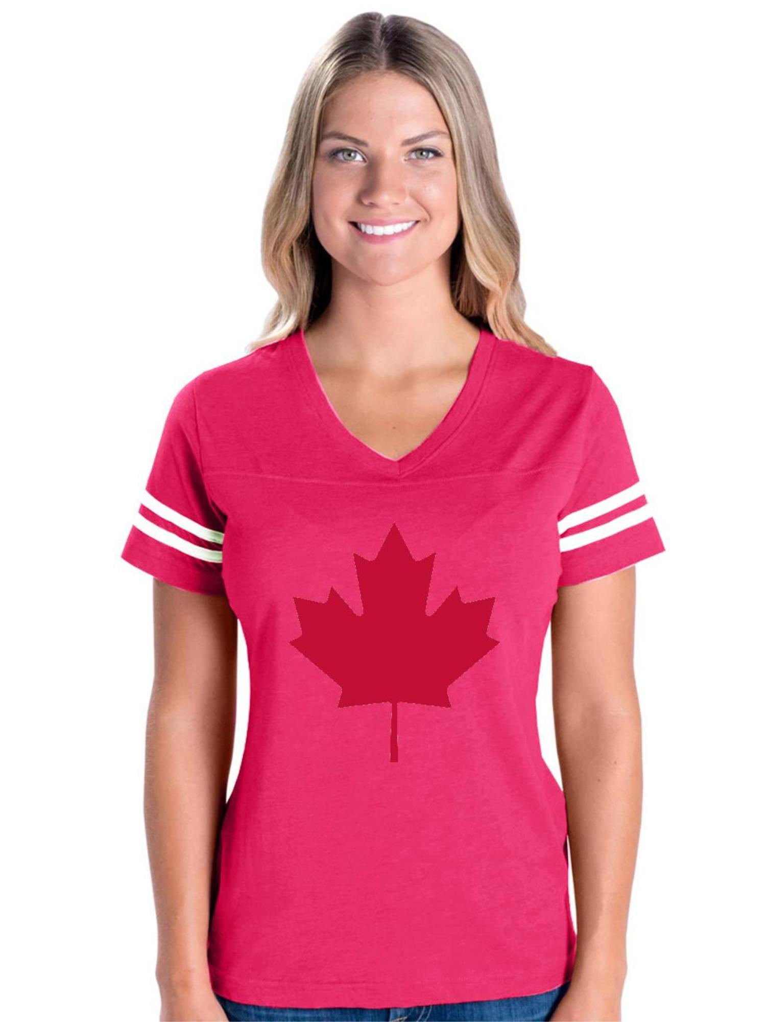 IWPF Womens Canada Flag Canada Maple Leaf Football VNeck TShirt