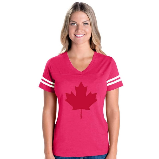 IWPF - Womens Canada Flag Canada Maple Leaf Football V-Neck T-Shirt ...