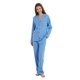 thumbnail image 5 of GLOBAL Pijamas 100% Algodón para Mujer Conjunto de Manga Larga con Botones Ropa de Dormir Suave Pjs Conjuntos de Punto para Estar en Casa con Bolsillos Azul Claro XL, 5 of 7