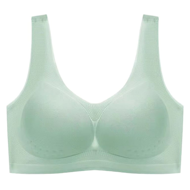 Plus Size Sports Bras for Women Ser Thin Ice Silk Seamless Big Chest Shows  Small Droop Beauty Vest Shapermint Bra for Womens Wirefree Green XXL 