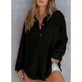 thumbnail image 6 of Eternatastic Women Waffle Knit Top Henley Shirts Long Sleeve V Neck Solid Color Casual Tunics Button Down Blouses, 6 of 6