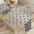 thumbnail image 2 of Ambesonne Jungle Table Runner & Placemats, Tigers and Monstera Leaves, Placemat 4 pcs + Runner 14"x72", Blush Pale Teal White, 2 of 2