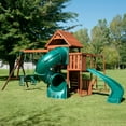 SwingNSlide Grandview Twist Wood Backyard Swing Set with Tube Slide