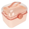 thumbnail image 4 of Caja de almacenamiento de gran capacidad a prueba de polvo, portátil, con mango sellado, caja organizadora de capa transparente para el hogar y la Oficina, color rosa, 4 of 5
