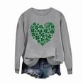 thumbnail image 4 of Guzom Womens Festive Shamrock Heart Sweatshirt - Gray Lucky St. Patrick's Day Crew Neck Long Sleeve Relaxed Fit Casual Top,Size 2XL, 4 of 7