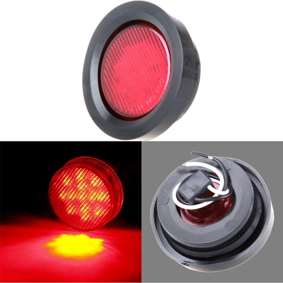 Scitoo 2.5" Round Truck Trailer Clearance Marker Red Led Round Side Marker Light Flush Mount w/ Grommets(Pack of 1 pcs)