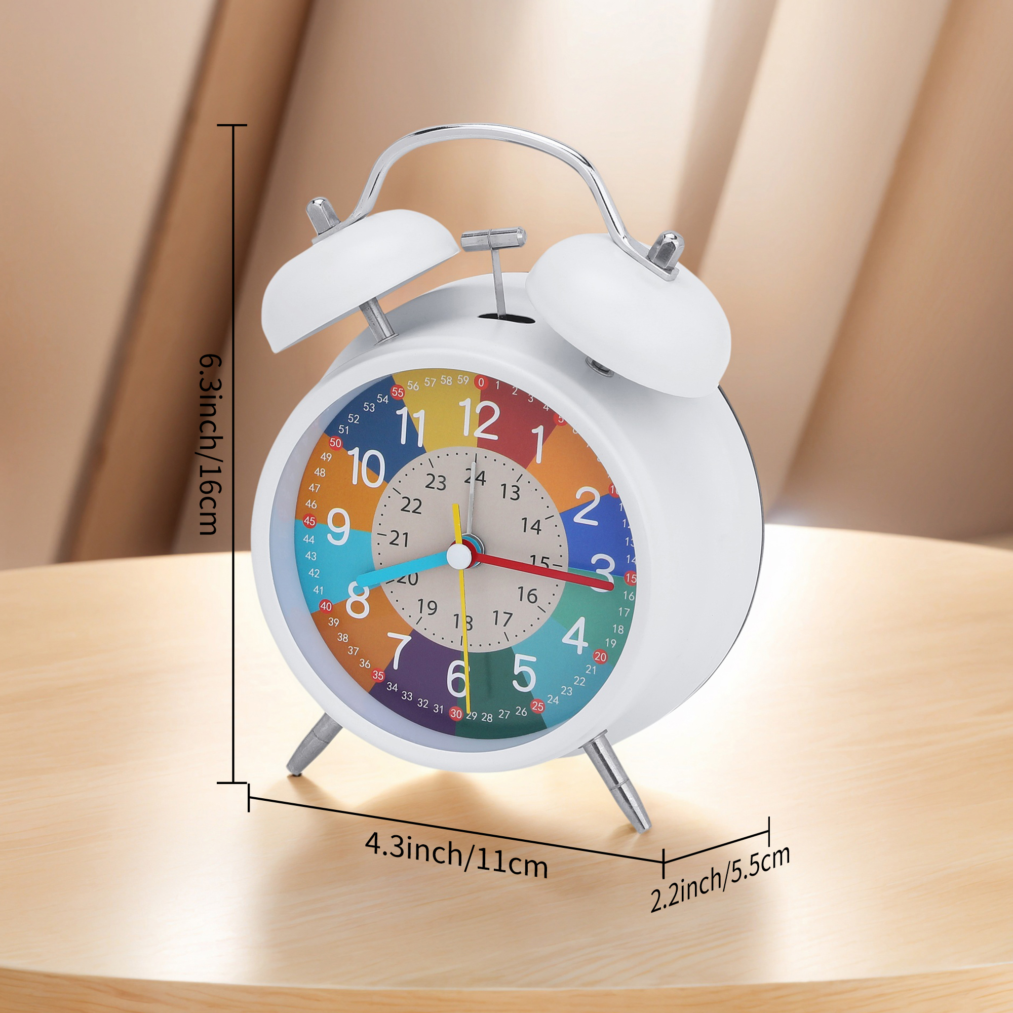 Unique Bargains Non-Ticking Alarm Clock for Home Decor White 4.3"L x 2.2"W x 6.3"H
