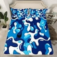 thumbnail image 3 of Feelyou Blue Camo Abstarct Twin Sheet Sets for Teens, Chic Camouflage Twin Fitted Sheet, Cartoon Pixelate Miner Flat Sheet, Lightweight Room Decor, 3pcs, 3 of 8