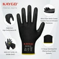 thumbnail image 2 of KAYGO Cut Resistant Gloves - Nitrile Micro-Foam Coated, Puncture Proof Safety Gloves for Work, Gardening, and Construction with Enhanced Grip | ANSI Cut Level A3 | KG21NB, L, 2 Pairs, Black, 2 of 5