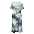 thumbnail image 4 of XUNKUSGA Maxi Dresses for Women Classic V Neck Short Sleeve Swing Dress Fashion Boho Sundresses for Women Casual a line dresses for Women Holiday Party Dresses for Women with Pockets S-2XL Gray, 4 of 4