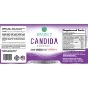 Best Earth Naturals Candida Support, Dietary Supplement, Black Walnut, Caprylic Acid Blend, 60 Ct