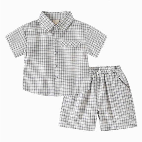 Yindaity Baby Summer Clothes Boy Boys Mix and Match Short Sleeve T-Shirt and Shorts 2 Piece Set for Toddlers and Big Kids(Grey,3-4 Years)