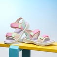 thumbnail image 5 of WEIGFI Children'S Sandals Open Toe Patchwork Summer Fashion Outdoor Soft Sole Breathable Wear Comfort Casual Walking Adjustable Strap Adorable Beach Shoes,Pink,9-9.5 Years, 5 of 9