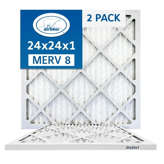 Air Bear MERV 8 24x24x1 Pleated Air Filter 2-pack (Actual Size: 23.375x23.375x.75)