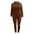 thumbnail image 5 of Casual Drawstring Pantsuits Two-piece Set, Pocket Hoodies Tops & Loose Long Sweatpants Set, Women's Clothing, 5 of 7