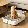 thumbnail image 5 of Open Cat Litter Box with High Sides - Anti-Splash Litter Pan with Removable Sifter & Mat, Semi-Enclosed Design for Kittens & Cats, Easy Clean 15x19.7x7 Inch, 5 of 7