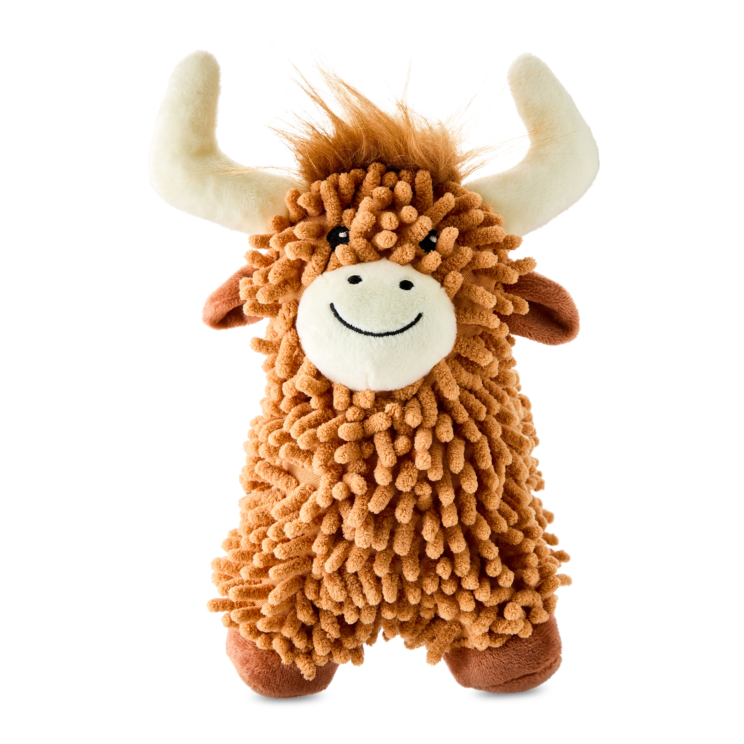 Vibrant Life Brown Highland Cow Plush Dog Toy with Squeaker, Chew Level 1