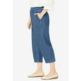 thumbnail image 3 of Woman Within Plus Size Petite 7-Day Elastic-Waist Pull-On Cotton Denim Capri Jeans, 3 of 5