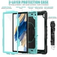thumbnail image 2 of SaniMore for Samsung Galaxy Tab A8 (SM-X200/X205) 10.5" 2022 Case, 3 Layers Multi-Functional Cover Built-in Pencil Holder Shoulder & Hand Strap Kickstand Shockproof Protective Shell, Lightblue+Black, 2 of 7