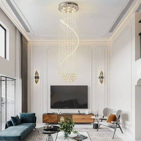 

TFCFL Crystal Chandelier Light for Living Room Stairs Foyer Entryway Hote(No Bulb)