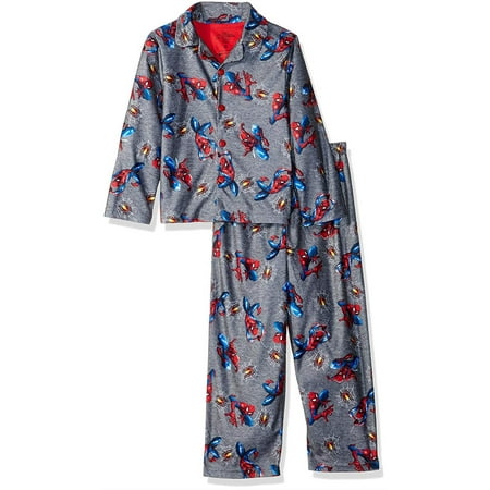 - Favorite Characters Boys' 2-Piece Coat Pajama Set- Spider-Man, Super Mario, Disney Cars Mater, Spidey-Gray, Size: 4