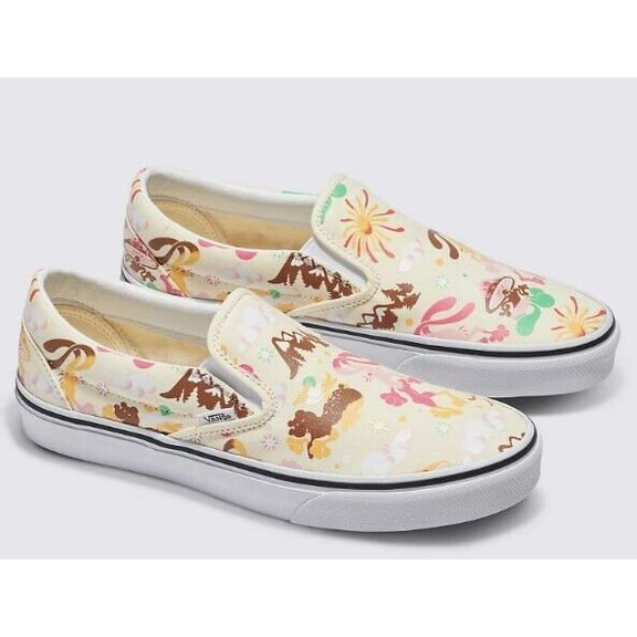 Vans Classic Slip On White/Multi Get Outdoors Canvas Men's Sneakers Shoes 11.5