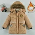 thumbnail image 2 of Girls Coat Winter Coats for Boys with Pocket Zipper Solid Long Sleeve Windproof Packable Hooded Coat for Boys 8-9 Years, 2 of 9
