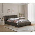 thumbnail image 4 of Bowery Hill Contemporary Deep Channel Tufted Rich Brown Boucle Fabric Queen Bed, 4 of 12