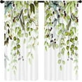 thumbnail image 3 of Green Gold Leaves Nut White Kitchen Curtains Rod Pocket Abstract Botanical Watercolor Eucalyptus Cute Small Short Tier Cafe Curtains Window Treatment Drapes Decor(27.5W X 39L Inch 2 Panels), 3 of 6