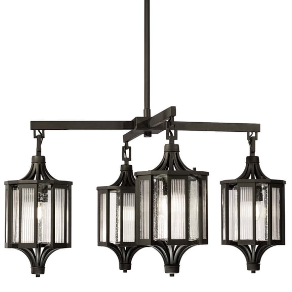 Fine Art Handcrafted Lighting 899182ST Bristol 4 Light 31" Wide Pendant - Black