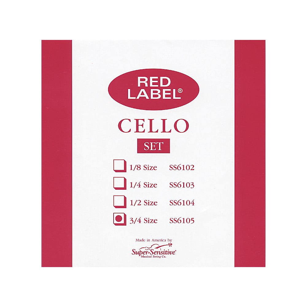 Super-Sensitive Red Label Cello String Set - 3/4 Size