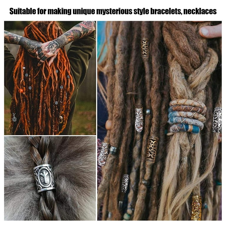 Viking beard beads antique Nordic hairpipe beads long hair braid beads  braided braided bracelet pendant necklace silver DIY jewelry hair decoration