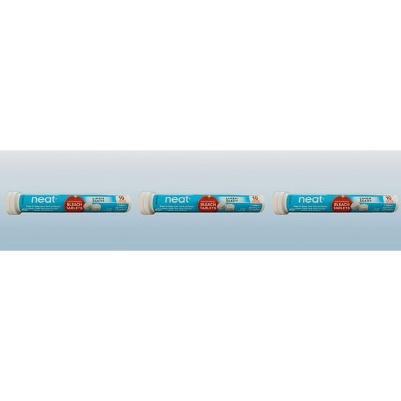 Neat Concentrated Bleach Tablets, Linen Scent, 10 Count Tube (3 Tubes) 30 Count Total