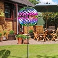thumbnail image 6 of Large Solar Wind Spinner LED Lighting Solar Powered Glass Ball with Kinetic Wind Spinner Purple, 6 of 6