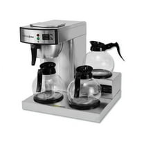 Coffee Pro 3-Burner Commercial Coffee Brewer - 2.32 quart - 36 Cup(s) - Multi-serve - Silver - Glass Body
