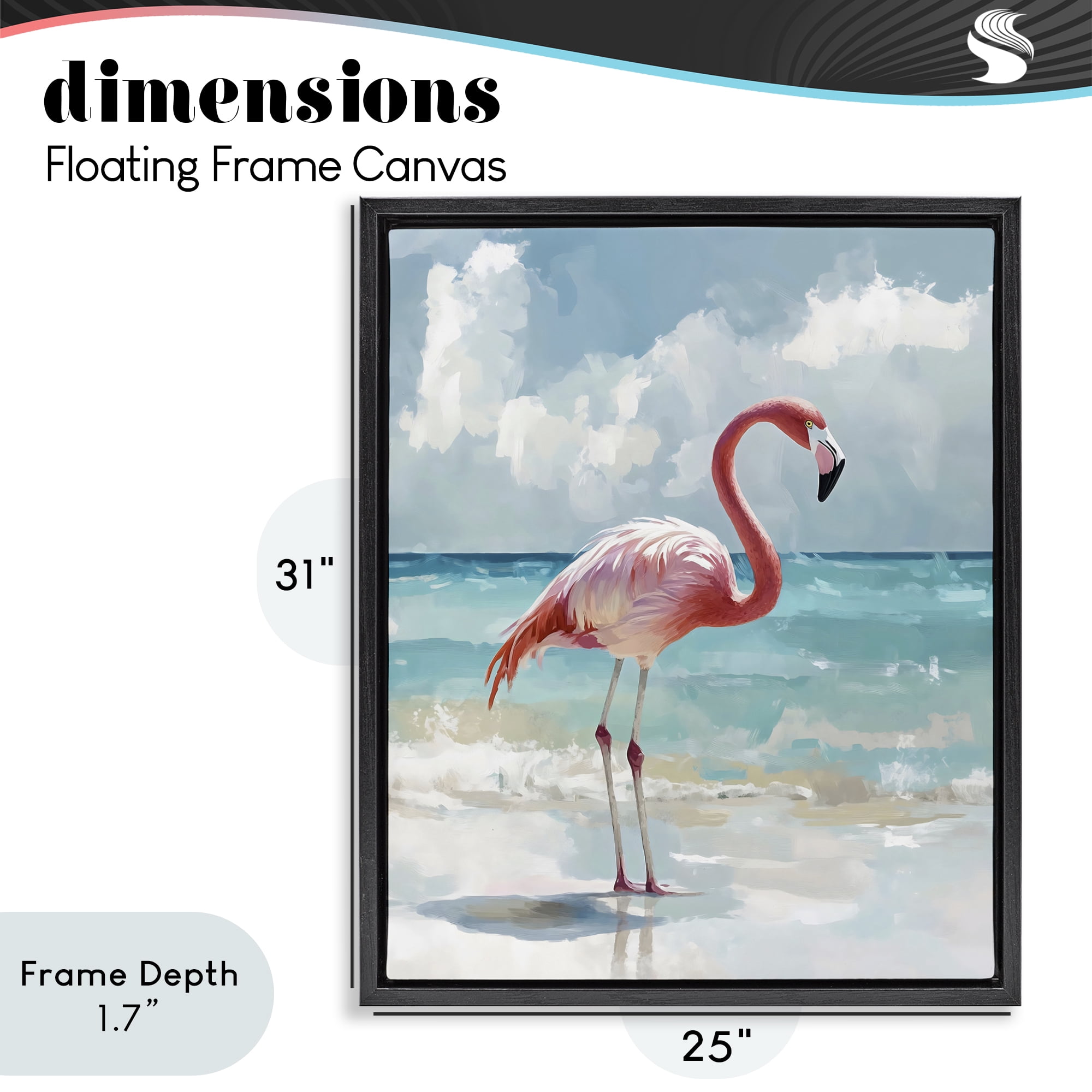 Stupell Industries Flamingo At Shore Black Framed Floater Canvas Wall Art, design by The Prints Vibe