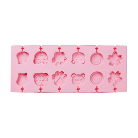 

Silicone Lollipop Mold Non-Stick BPA Free Chocolate Hard Candy Molds Cute Cartoon Animals Flowers Fruits 12/66 Optional