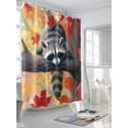thumbnail image 5 of Fall Raccoon Animal Waterproof Fabric Shower Curtain, Orange Red Autumn Maple Leaf Shower Curtain for Bathroom Curtains Bathtubs Hotel Washable Shower Curtains with 12 Hooks Extra Long 72x84, 5 of 6