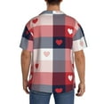 thumbnail image 3 of Uemuo Heart Plaid Pattern Cotton Linen Short Sleeve Shirts,Casual Lightweight Button Down Shirts,Vacation Beach Summer Tops-3X-Large, 3 of 7
