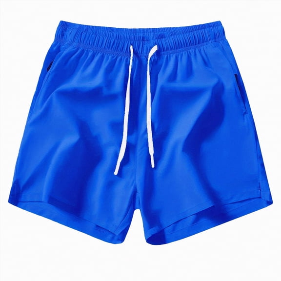 KPOPLK Mens 5 Inch Linen Shorts - Casual Elastic Waist Drawstring Summer Beach Shorts with Pocket(Dark Blue,XXL)