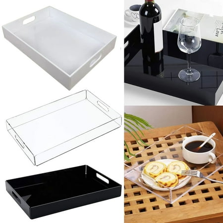 

High-Transparent Acrylic Tray Non-Slip Multi-Purpose Storage Solution Wide Application Versatile Tray - Organizational Tray for Home and Office