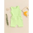 thumbnail image 3 of Nygoyerh Toddler Little Boys Girls Solid Color Shorts Sets Sleeveless Tank Tops with Elastic Waist Shorts 2Pcs 6M-4T Kids Casual Summer Outfits for Daily Vacation, 3 of 9