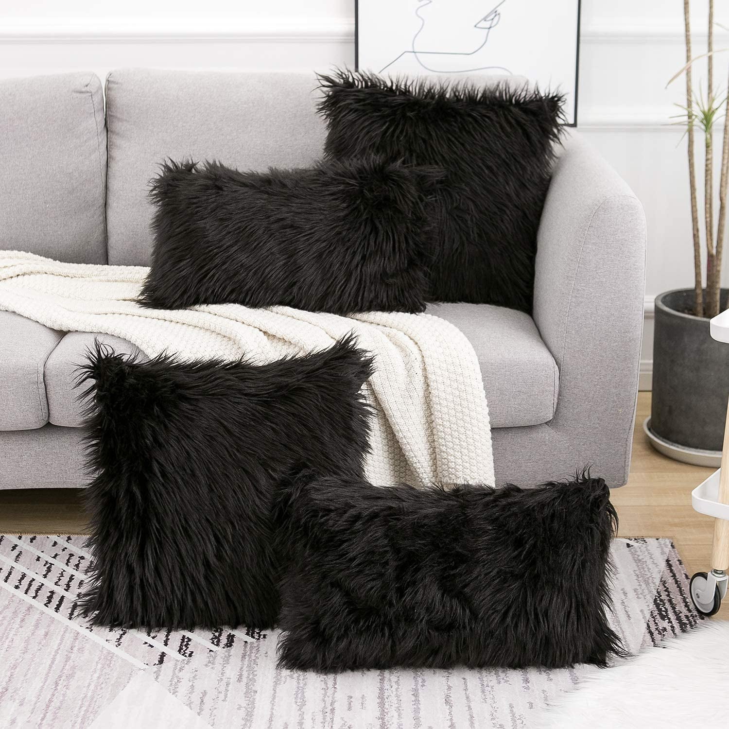 Fuzzy grey pillow hotsell