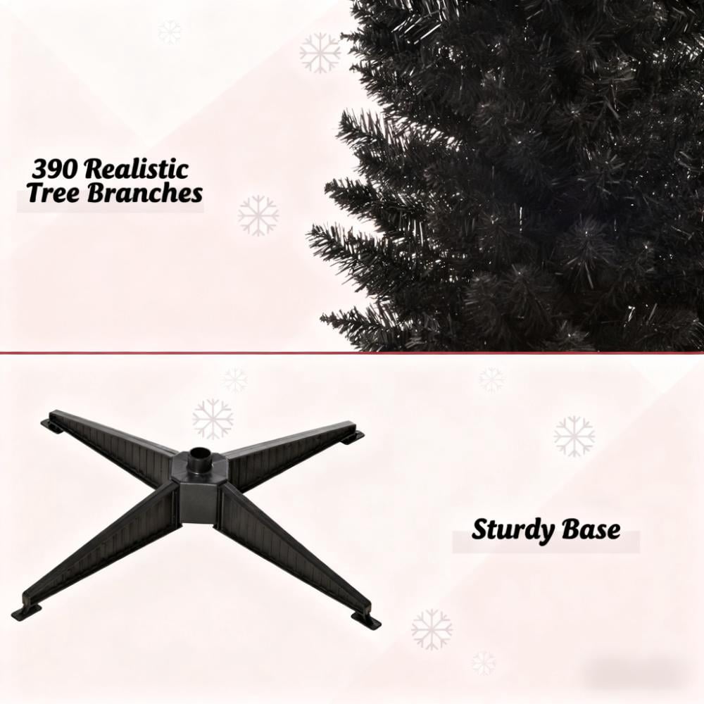 Slim Xmas Tree with Realistic Branch Tips and Plastic Stand, Artificial Christmas Tree