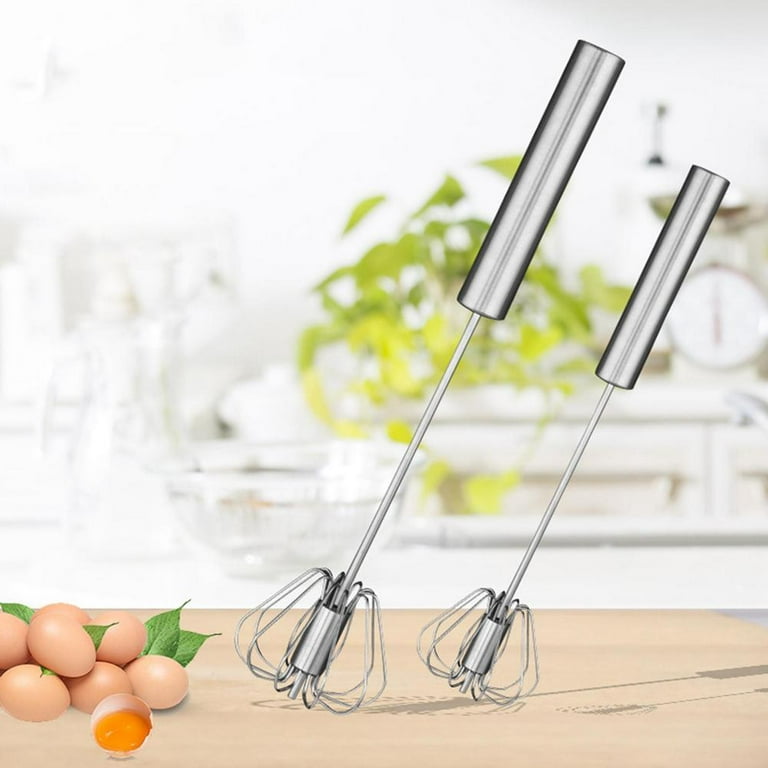 Household Semi-Automatic Egg Beater Stainless Steel Self-turning Utensil  Cream Whisk Manual Mixer Kitchen Tool - متجر اختياري