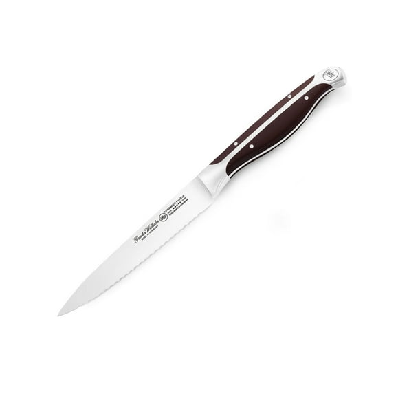 Gunter Wilhelm PREMIER ProCut 5" Utility Serrated Knife - Made in Germany - Dark Brown Handle
