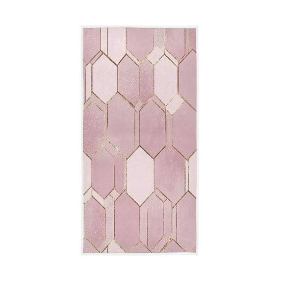 Single-Sided Print Hand Towel Breathable & Soft Towels Wash Cloth for Workout Running Blush Pink Hexagon 30x15 Inch