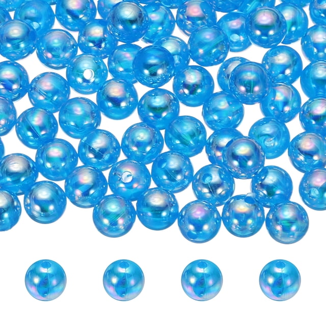 400 Piezas de Perlas Acrílicas Redondas, Perlas Espaciadoras Lindas de 10 mm para Manualidades de DIY, Fabricación de Joyería, Pulseras, Aretes, Collares, Azul Oscuro Transparente