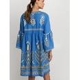 thumbnail image 3 of EASYBRAUS Women Bohemian V Neck Print Midi Dress Spring Casual A Line Vacation Dress, 3 of 4