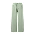 thumbnail image 4 of kamemir Casual Work Pants Women Women's Pocket Wide Leg Trousers Lightweight Pants(Green,S), 4 of 5